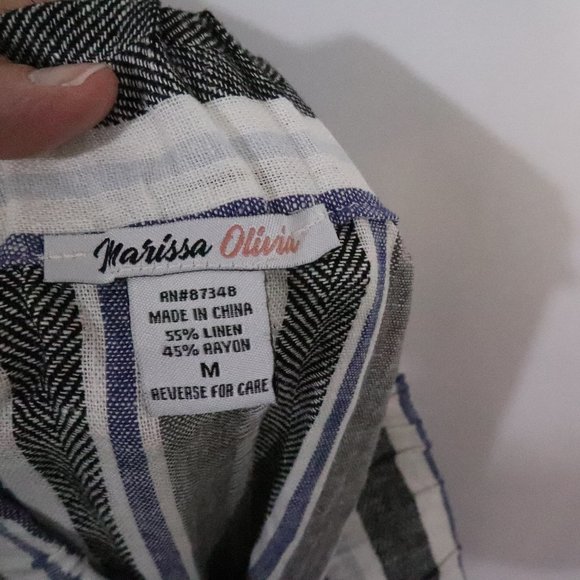Marissa Olivia striped midi skirt Size M Linen Blend - Picture 4 of 4